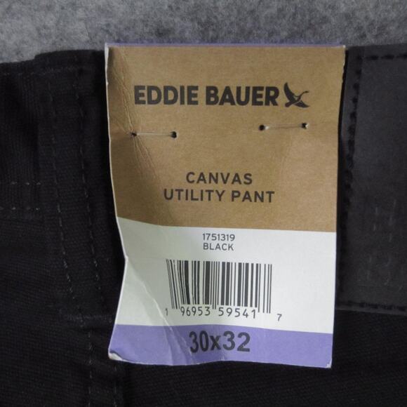 Eddie Bauer Pants Mens 30x32 Black Canvas Utility Pant Workwear Outdoor Durable - Picture 7 of 8
